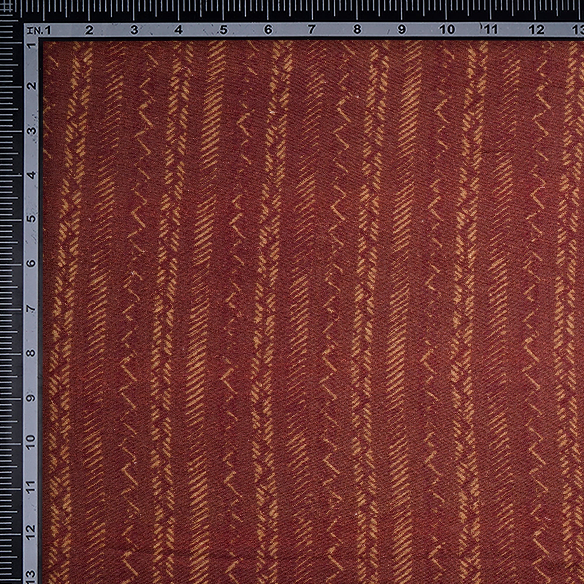 (Pre Cut 1 Mtr Piece) Brown Color Digital Printed Linen Excel Fabric