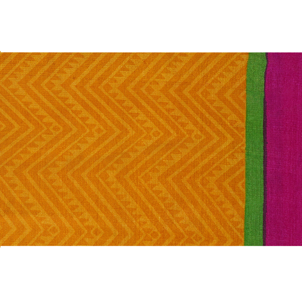 (Pre Cut 2.70 Mtr Piece) Yellow Color Printed Tussar Silk Fabric