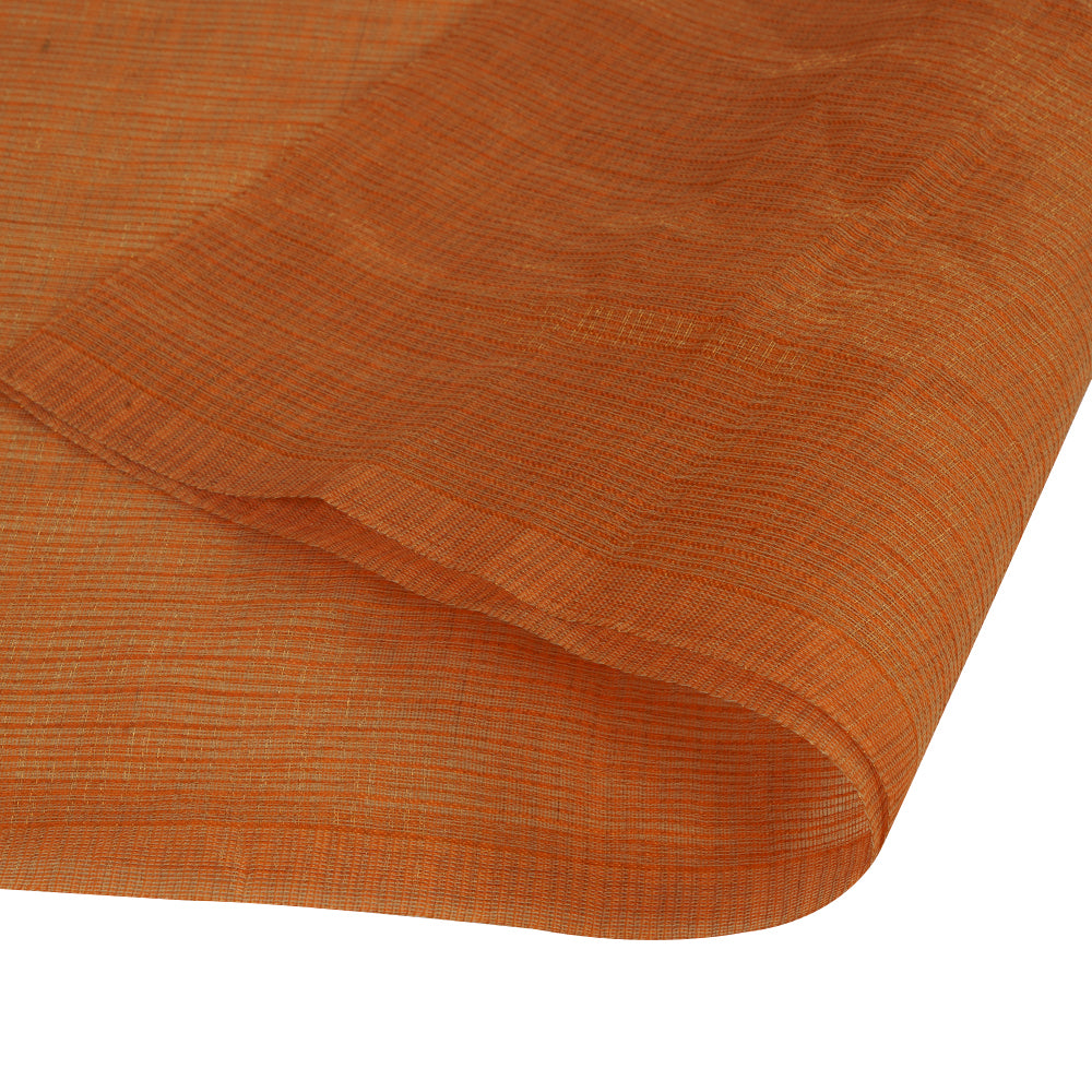 (Pre Cut 1.85 Mtr Piece) Orange Color Cotton Kota Zari Fabric