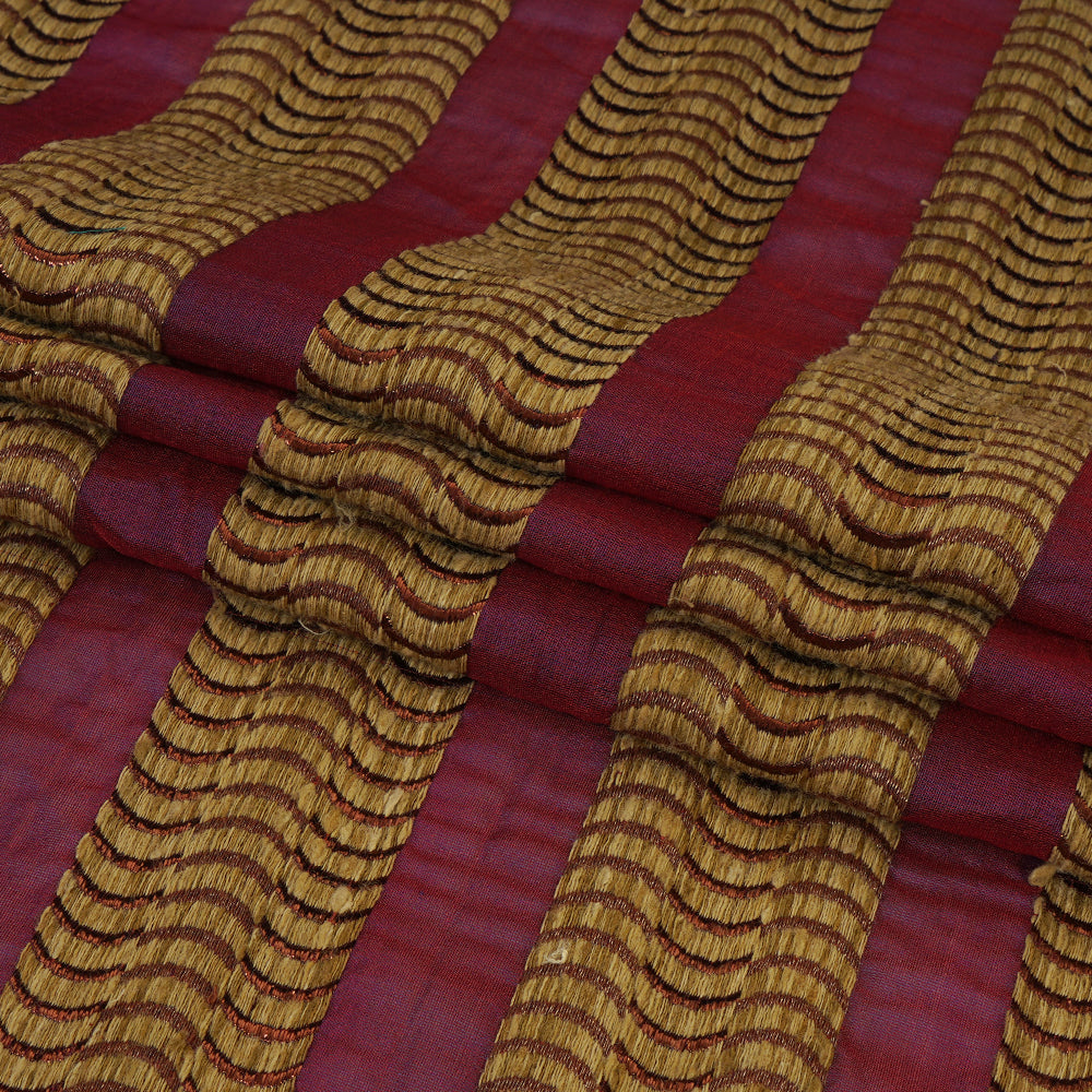(Pre Cut 1 Mtr Piece) Purple Color Handwoven Brocade Fabric