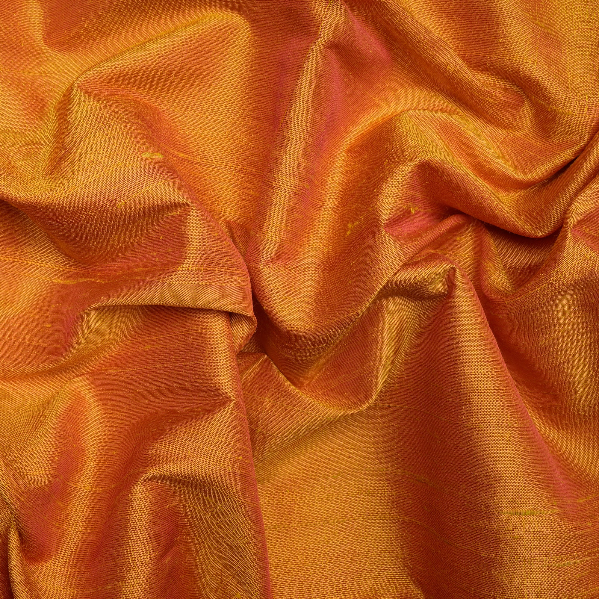 (Pre Cut 4.90 Mtr Piece) Orange Color Dupion Silk Fabric