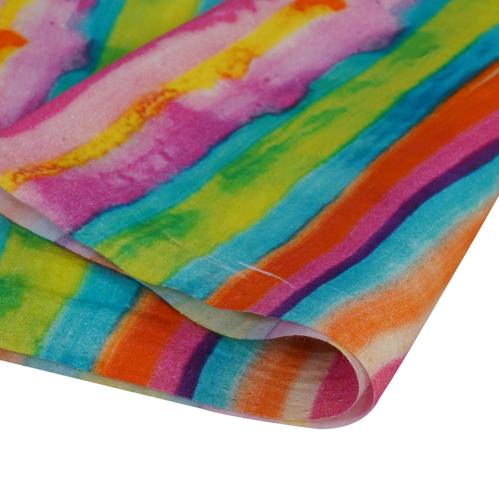 (Pre Cut 2.60 Mtr Piece) Multi Color Digital Printed Fancy Cotton Fabric