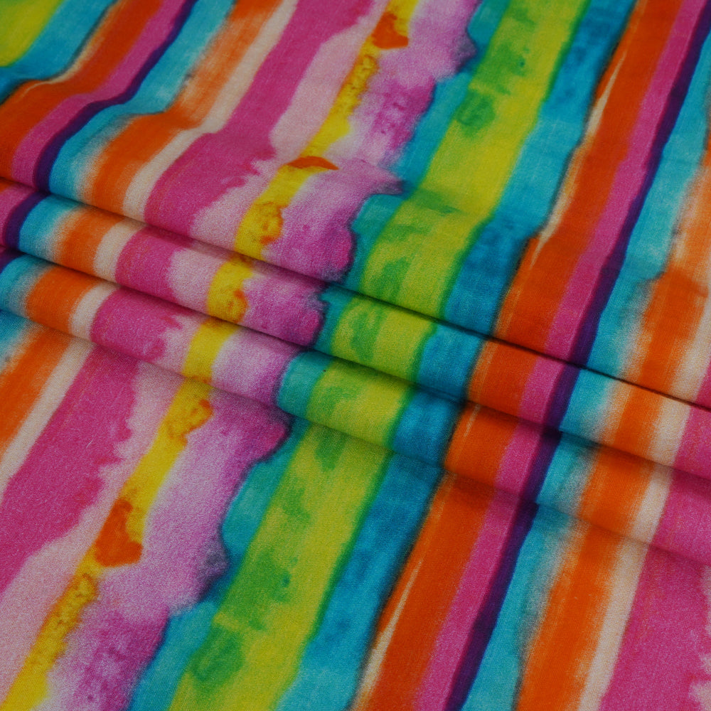 (Pre Cut 2.60 Mtr Piece) Multi Color Digital Printed Fancy Cotton Fabric
