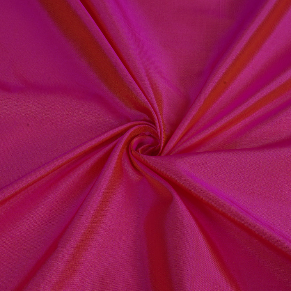 (Pre Cut 3.65 Mtr Piece) Pink-Mustard Color Satin Silk Fabric