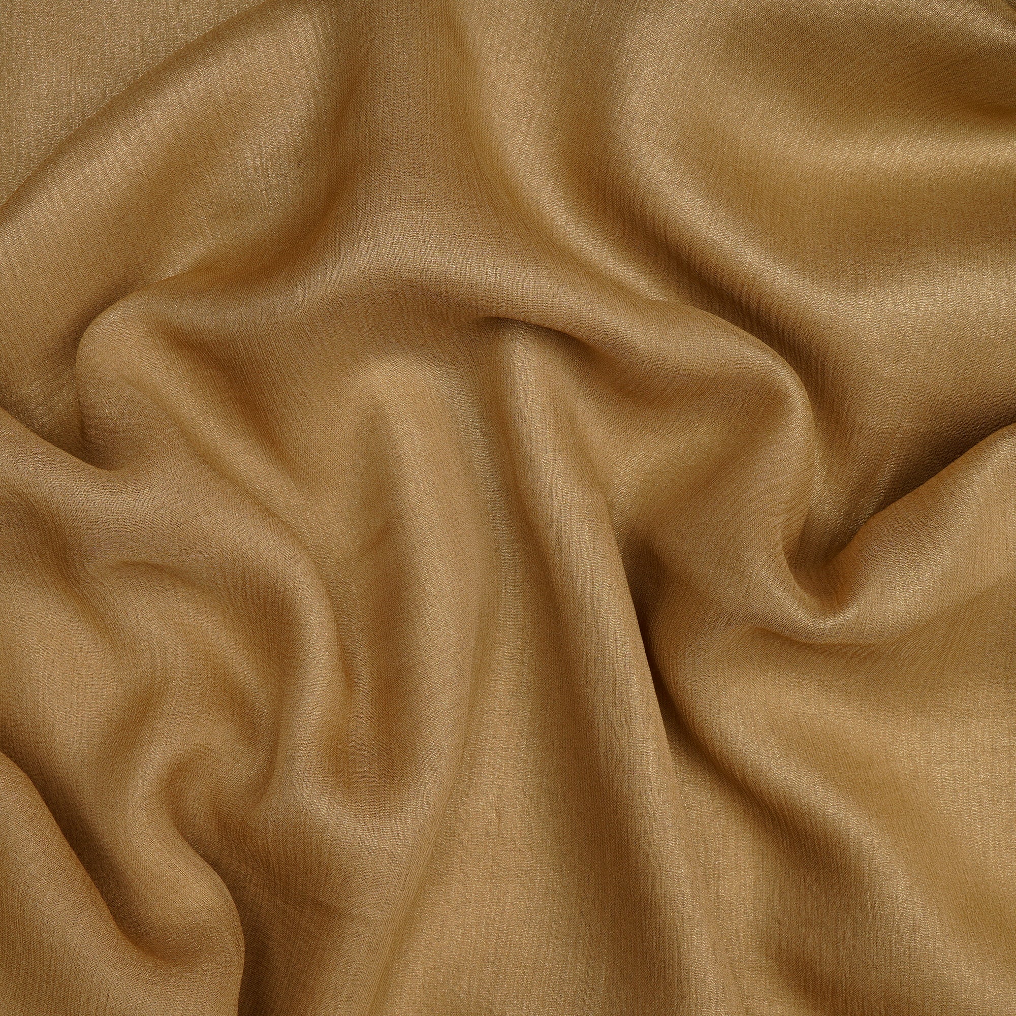 (Pre Cut 4.50 Mtr Piece) Dark Golden Color Foil Printed Chiffon Silk Fabric