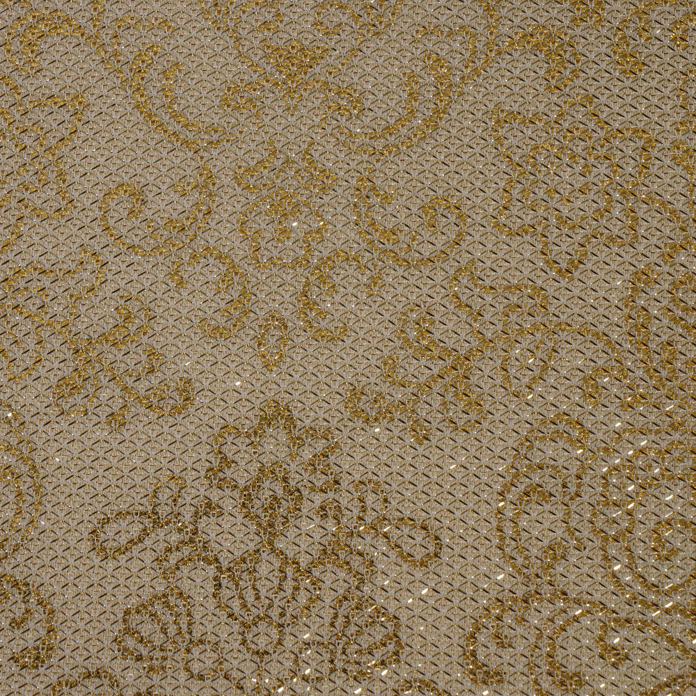(Pre Cut 2.75 Mtr Piece) Golden Color Fancy Nylon Fabric