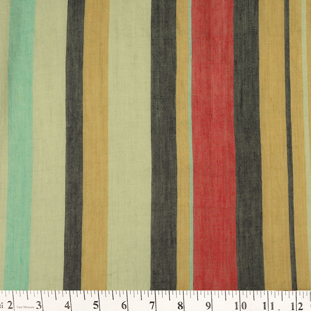 (Pre Cut 1.75 Mtr Piece) Multi Color Striped Pure Cotton Fabric