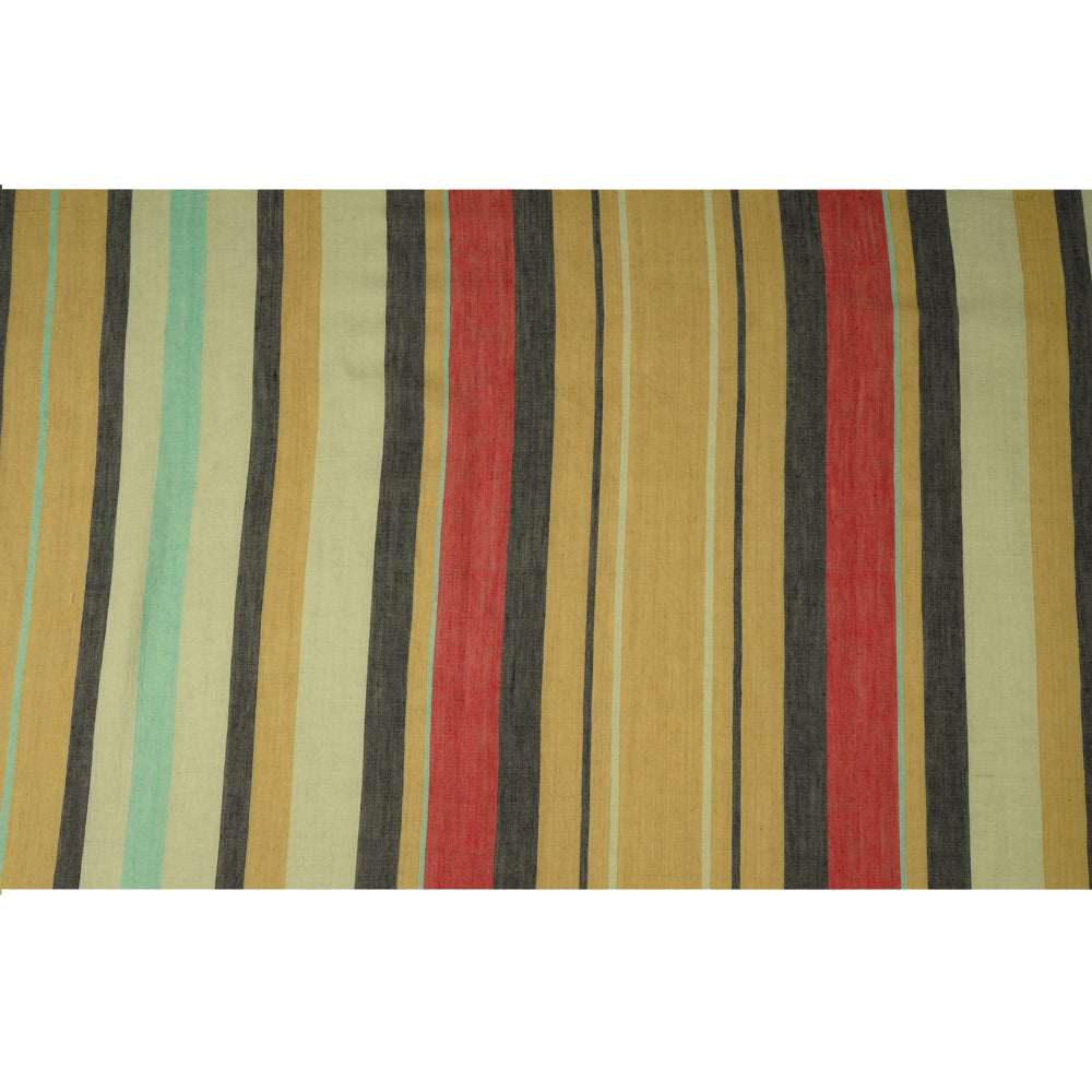 (Pre Cut 1.75 Mtr Piece) Multi Color Striped Pure Cotton Fabric