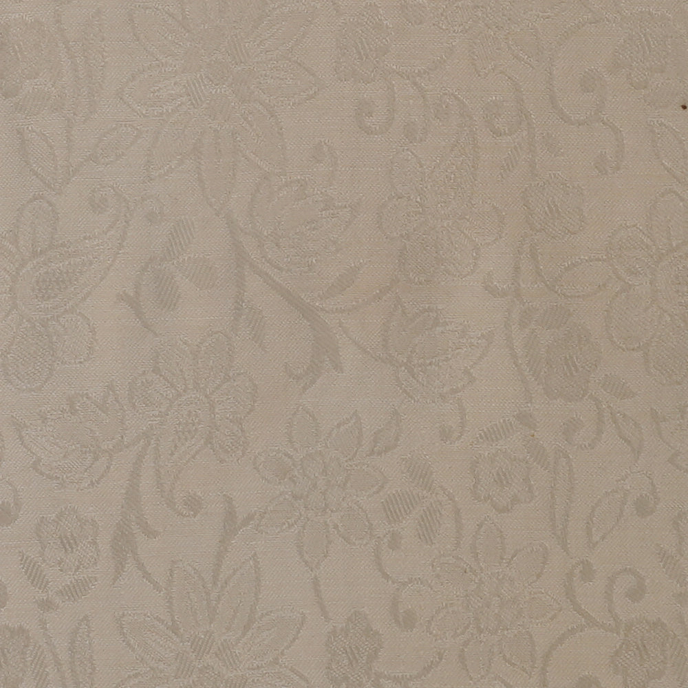 (Pre Cut 2.45 Mtr Piece) Off-White Color Satin Jacquard Bamberg Silk Fabric