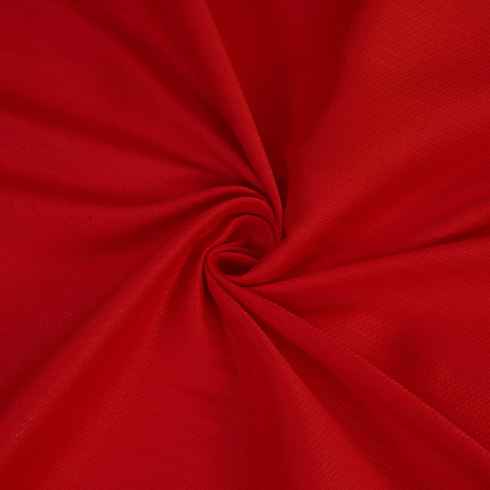 (Pre Cut 3.50 Mtr Piece) Red Color Polyester Jacquard Fabric