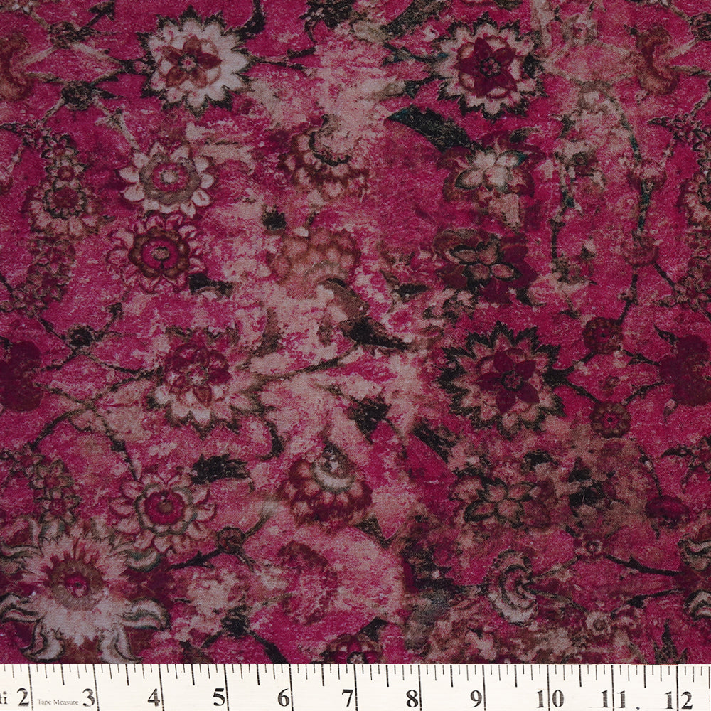 (Pre Cut 3.15 Mtr Piece) Pink Color Digital Printed Cotton Muslin Fabric
