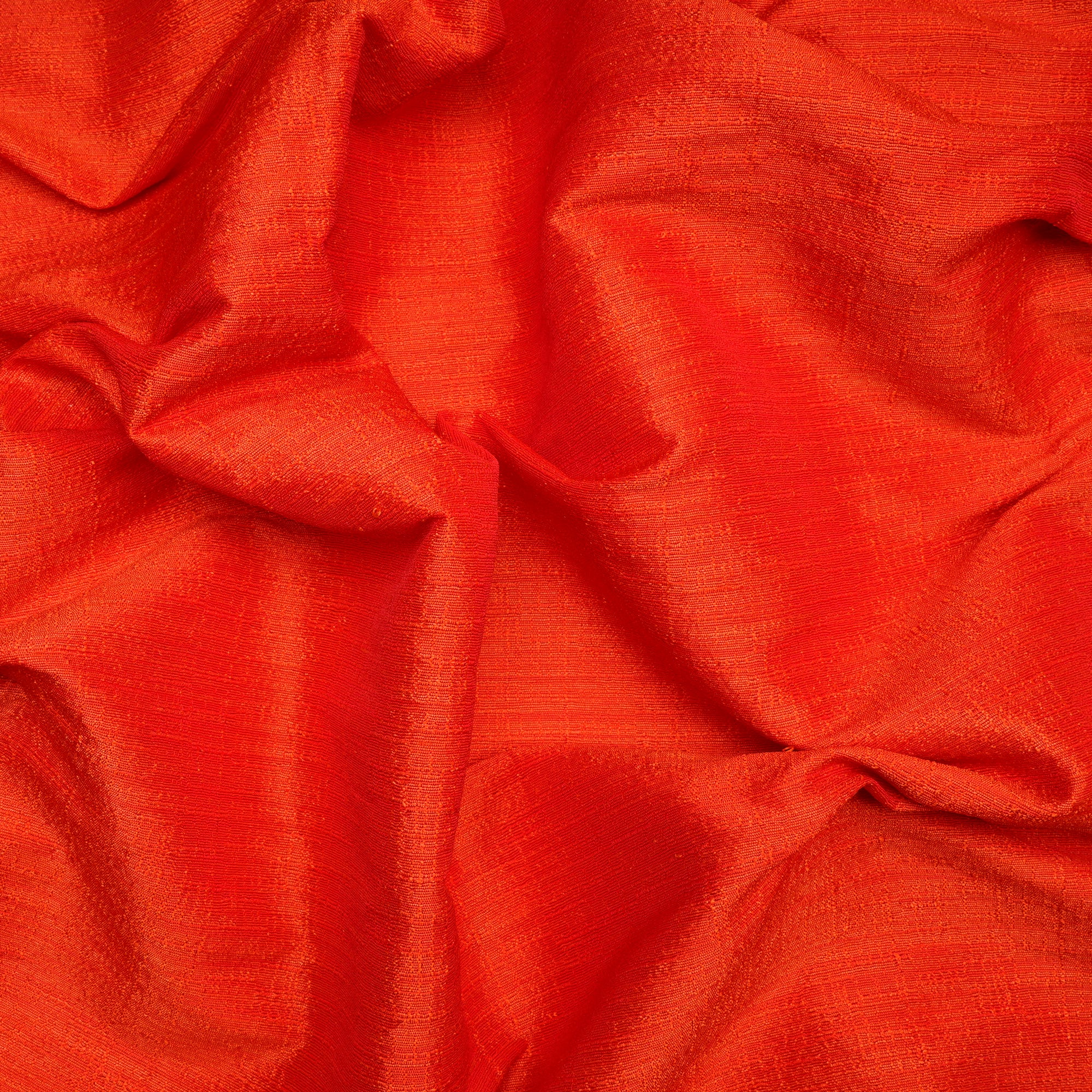 (Pre Cut 4.30 Mtr Piece) Orange Color Poly Dupion Fabric