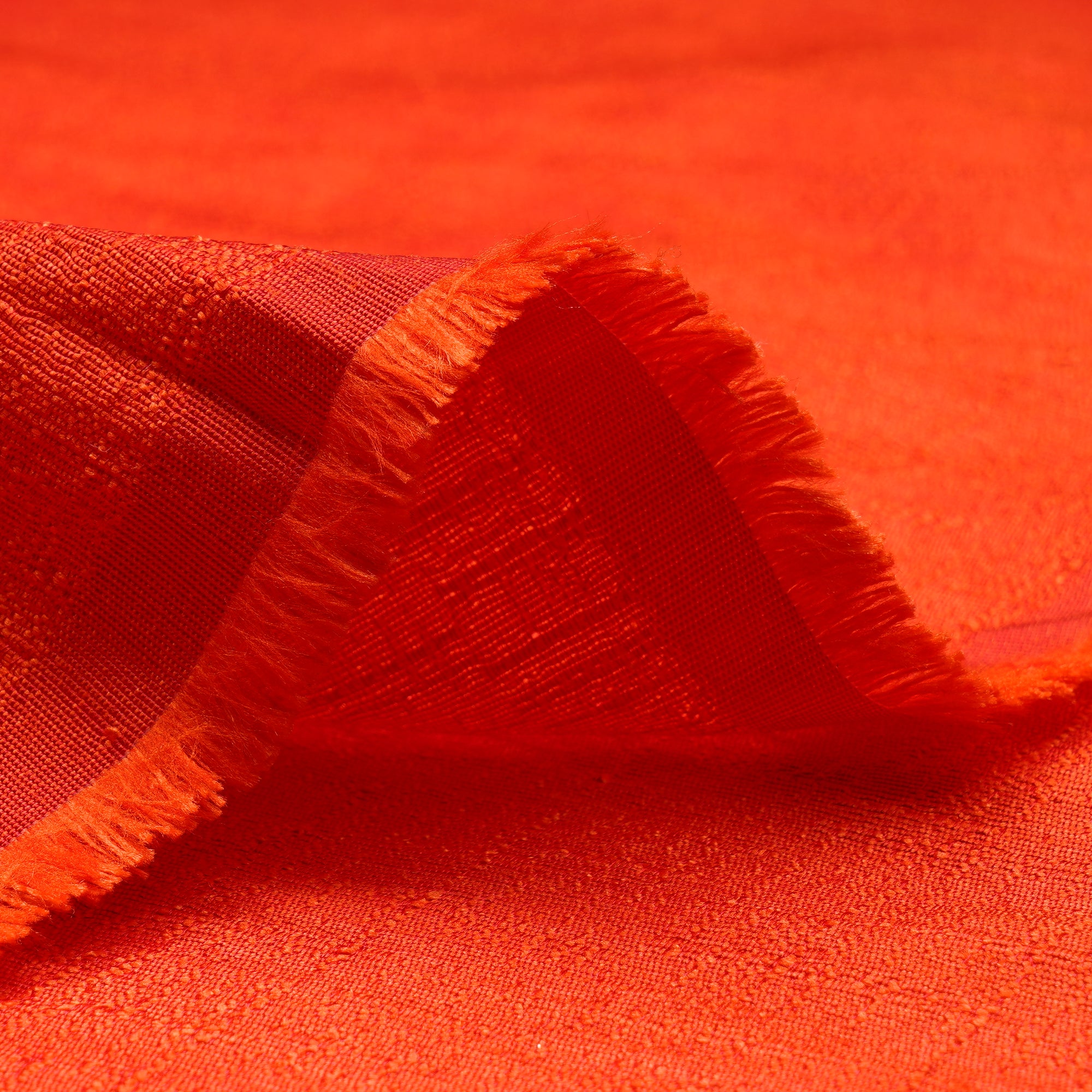 (Pre Cut 4.30 Mtr Piece) Orange Color Poly Dupion Fabric