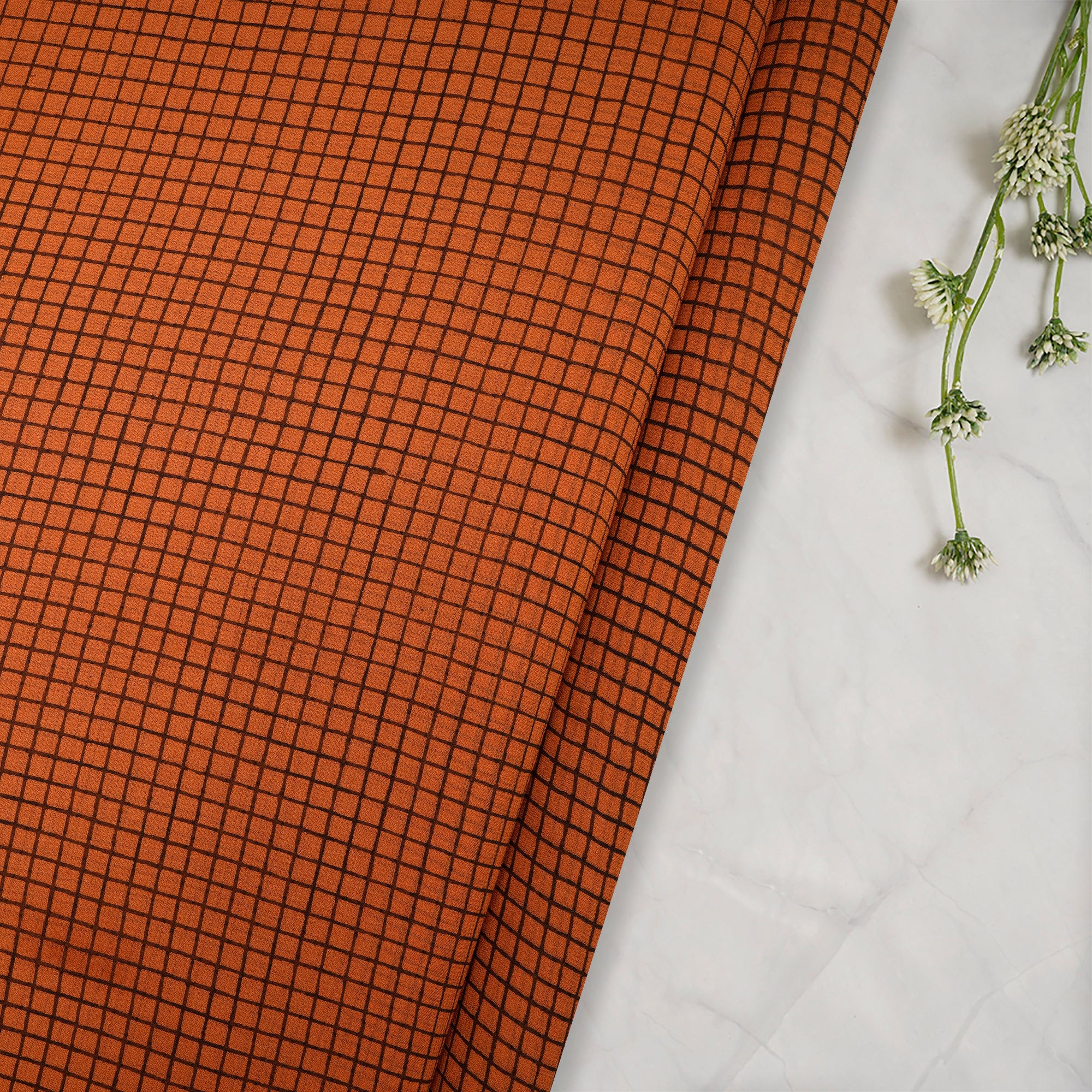 (Pre Cut 5.70 Mtr Piece) Orange Color Printed Georgette Silk Fabric