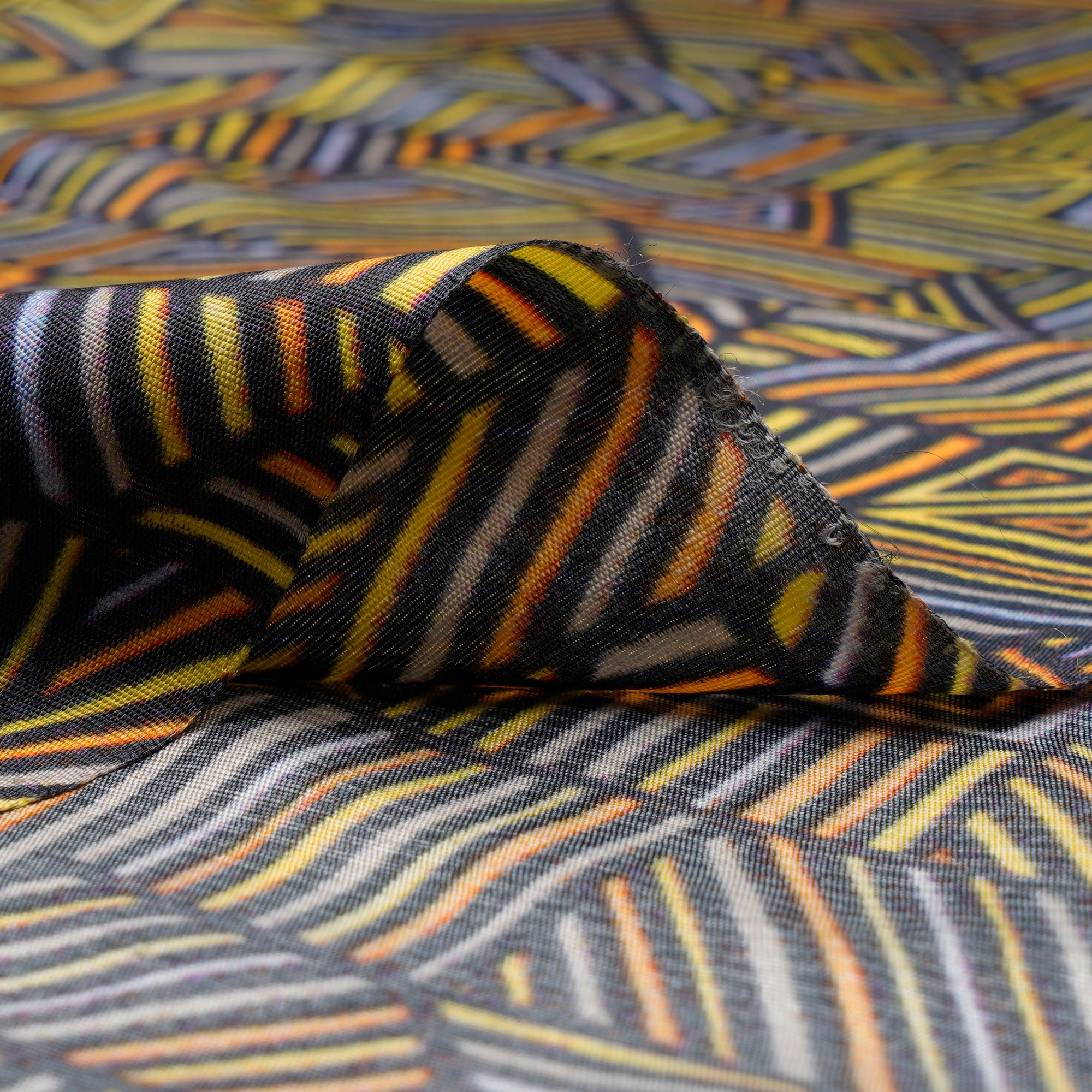(Pre Cut 4.10 Mtr Piece) Multi Color Digital Printed Muga Silk Fabric