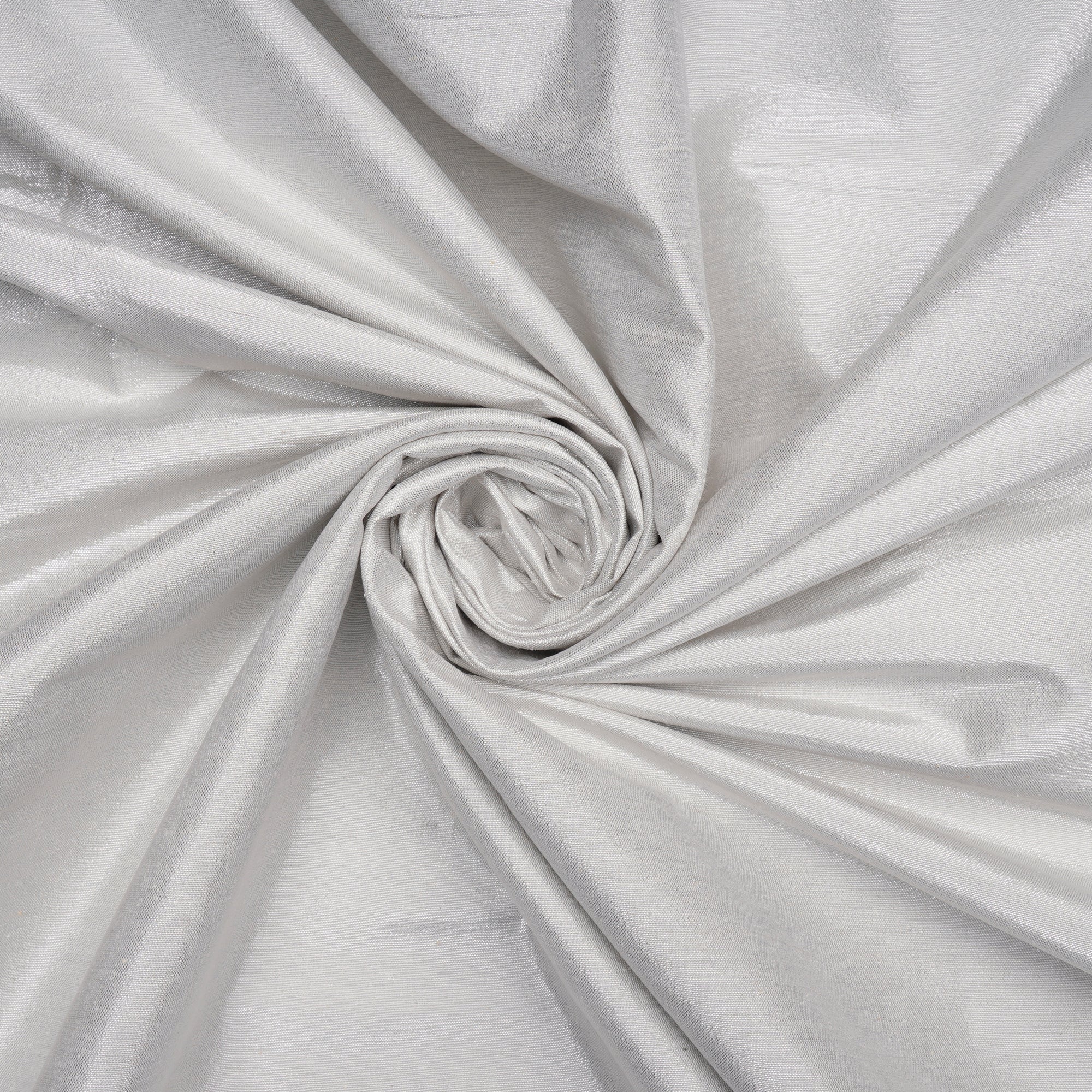 (Pre Cut 4.25 Mtr Piece) Silver Color Metallic Lurex Silk Fabric
