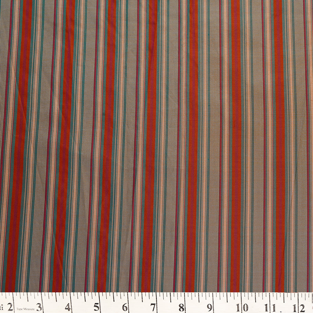 (Pre Cut 3.85 Mtr Piece) Multi Color Taffeta Silk Fabric