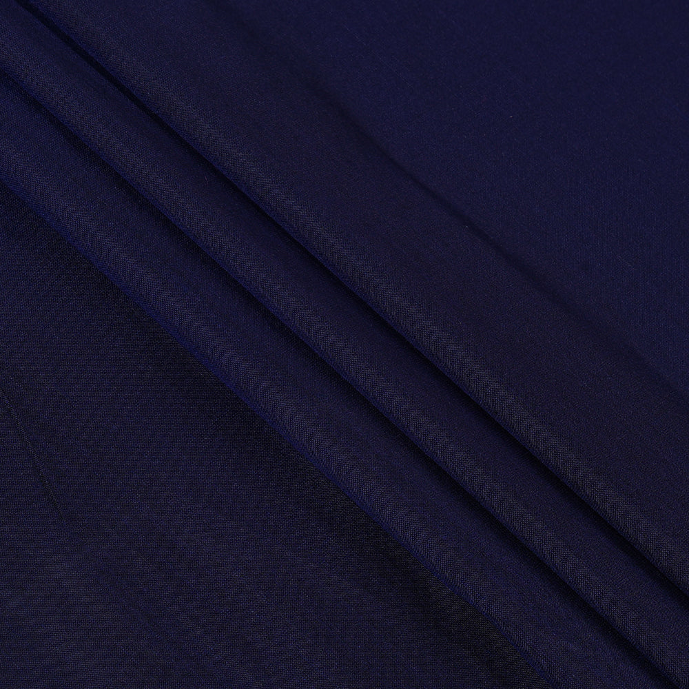 (Pre Cut 4.60 Mtr Piece) Navy Blue Color Dupion Silk Fabric