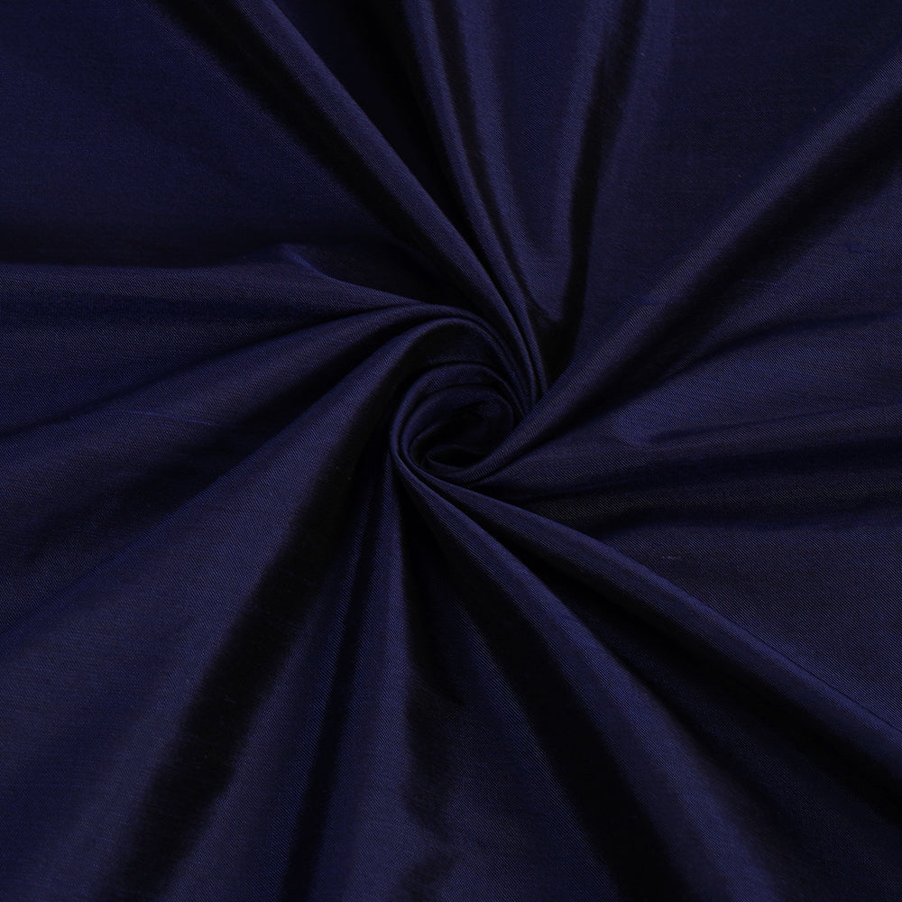(Pre Cut 4.60 Mtr Piece) Navy Blue Color Dupion Silk Fabric