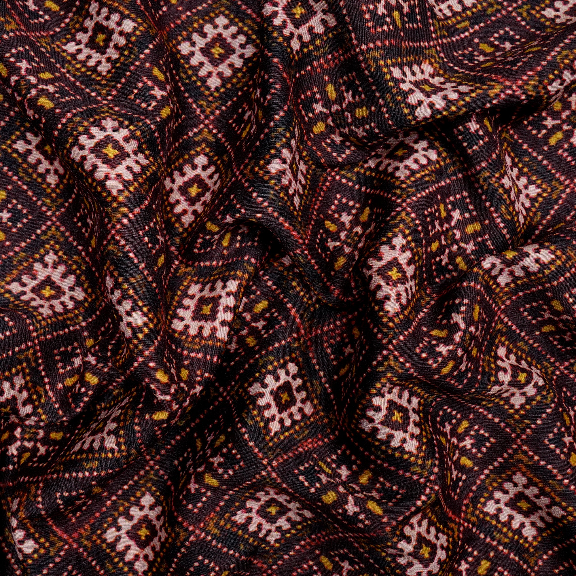 (Pre Cut 2.95 Mtr Piece) Multi Color Digital Printed Muga Georgette Silk Fabric