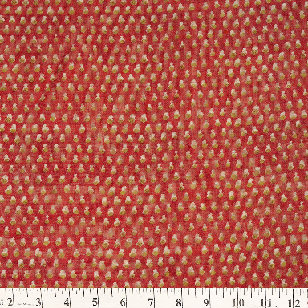 (Pre Cut 3.30 Mtr Piece) Scarlet Color Digital Printed Gauze Linen Fabric