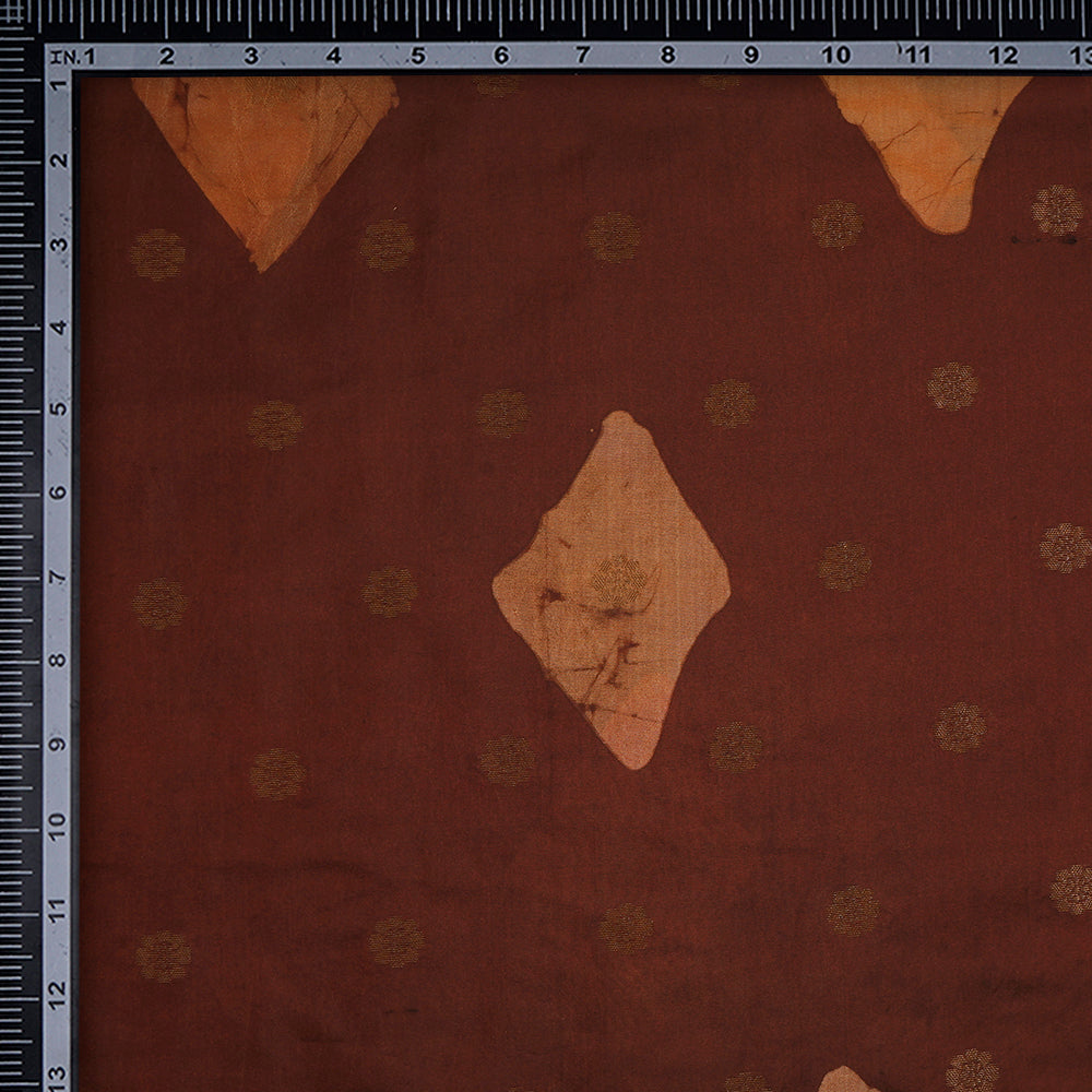 (Pre-Cut 3.60 Mtr) Maroon Color Handwoven Pure Jacquard Silk Fabric