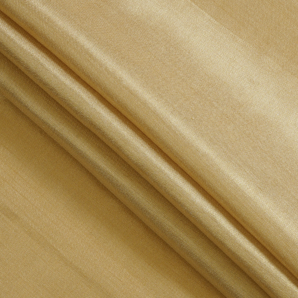 (Pre Cut 3 Mtr Piece) Golden Color Muga Zari Silk Fabric