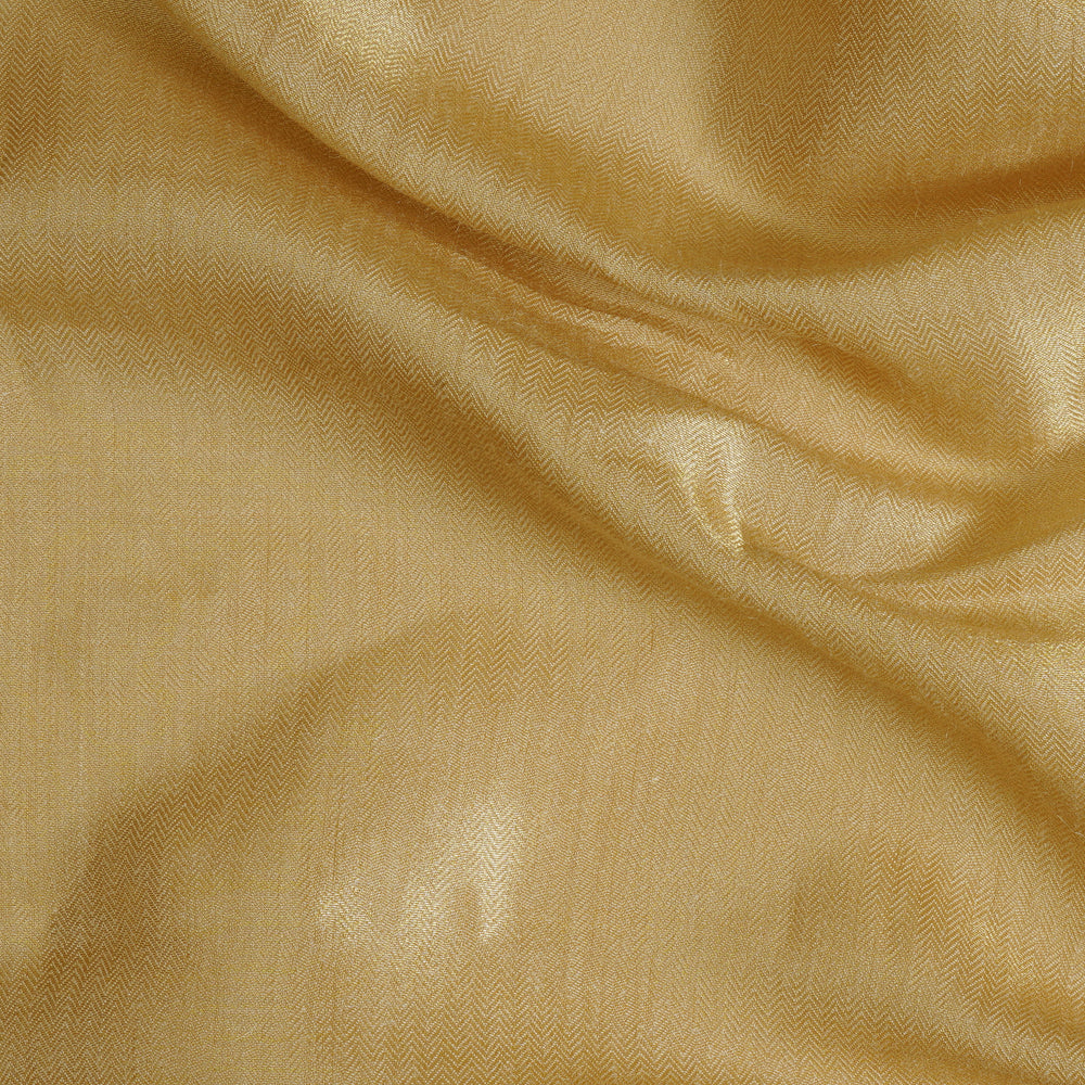 (Pre Cut 3 Mtr Piece) Golden Color Muga Zari Silk Fabric