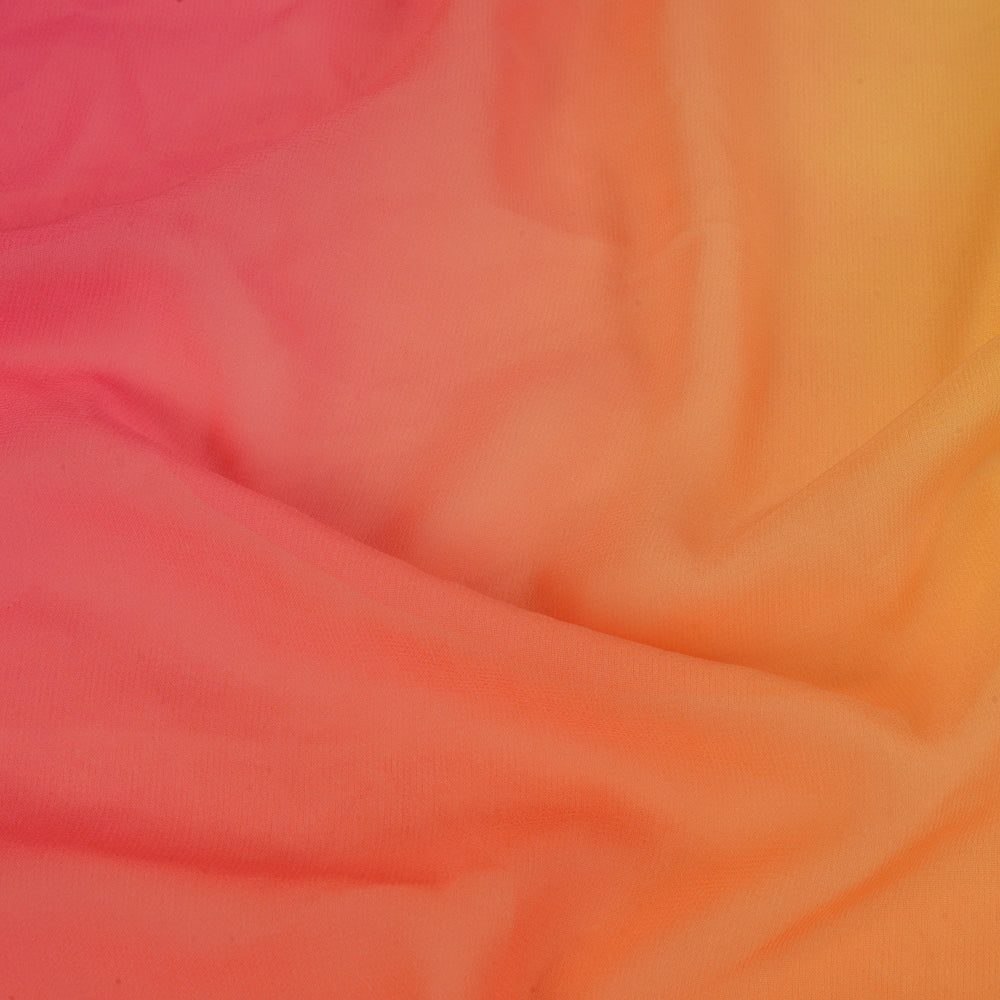 (Pre Cut 4.45 Mtr Piece) Multi Color Ombre Dyed Georgette Silk Fabric