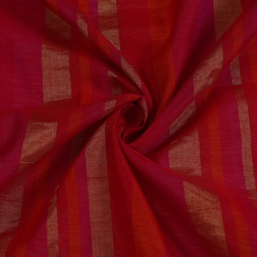 (Pre Cut 3.45 Mtr Piece) Multi Color Striped Cotton Silk Fabric