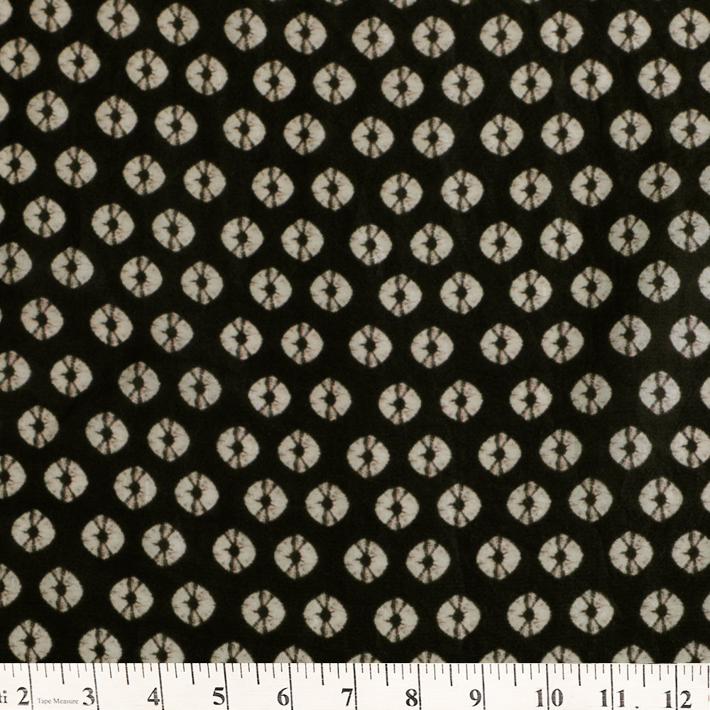 (Pre Cut 1.60 Mtr Piece) Black Color Digital Printed Plain Silk Fabric