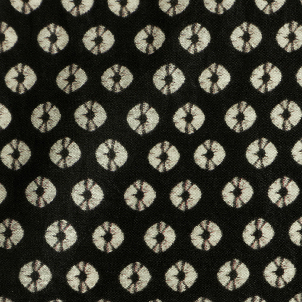 (Pre Cut 1.60 Mtr Piece) Black Color Digital Printed Plain Silk Fabric