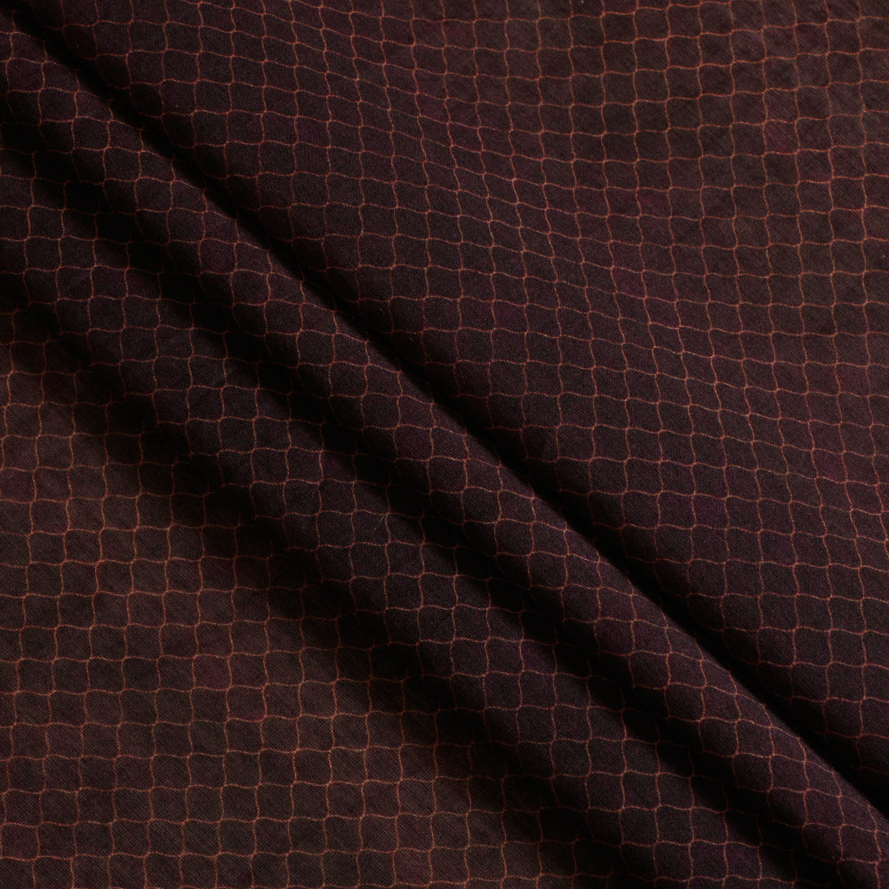 (Pre Cut 3.65 Mtr Piece) Raisin Purple Color Digital Printed Pure Chanderi Fabric