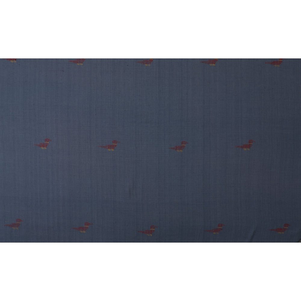 (Pre-Cut 1.50 Mtr) Grey Color Handloom Jamdani Pure Cotton Fabric