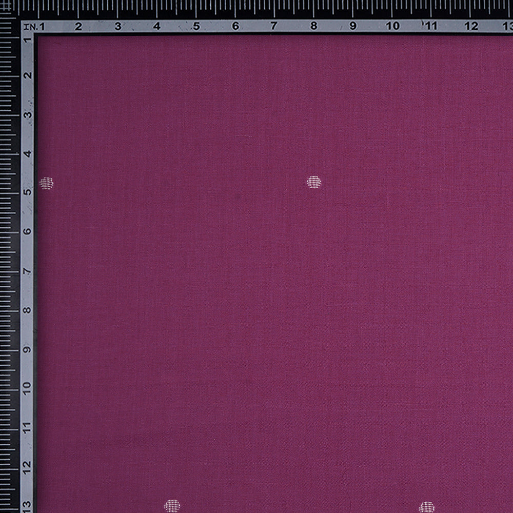 (Pre-Cut 2.65 Mtr) Purple Color Handwoven Jamdani Cotton Fabric