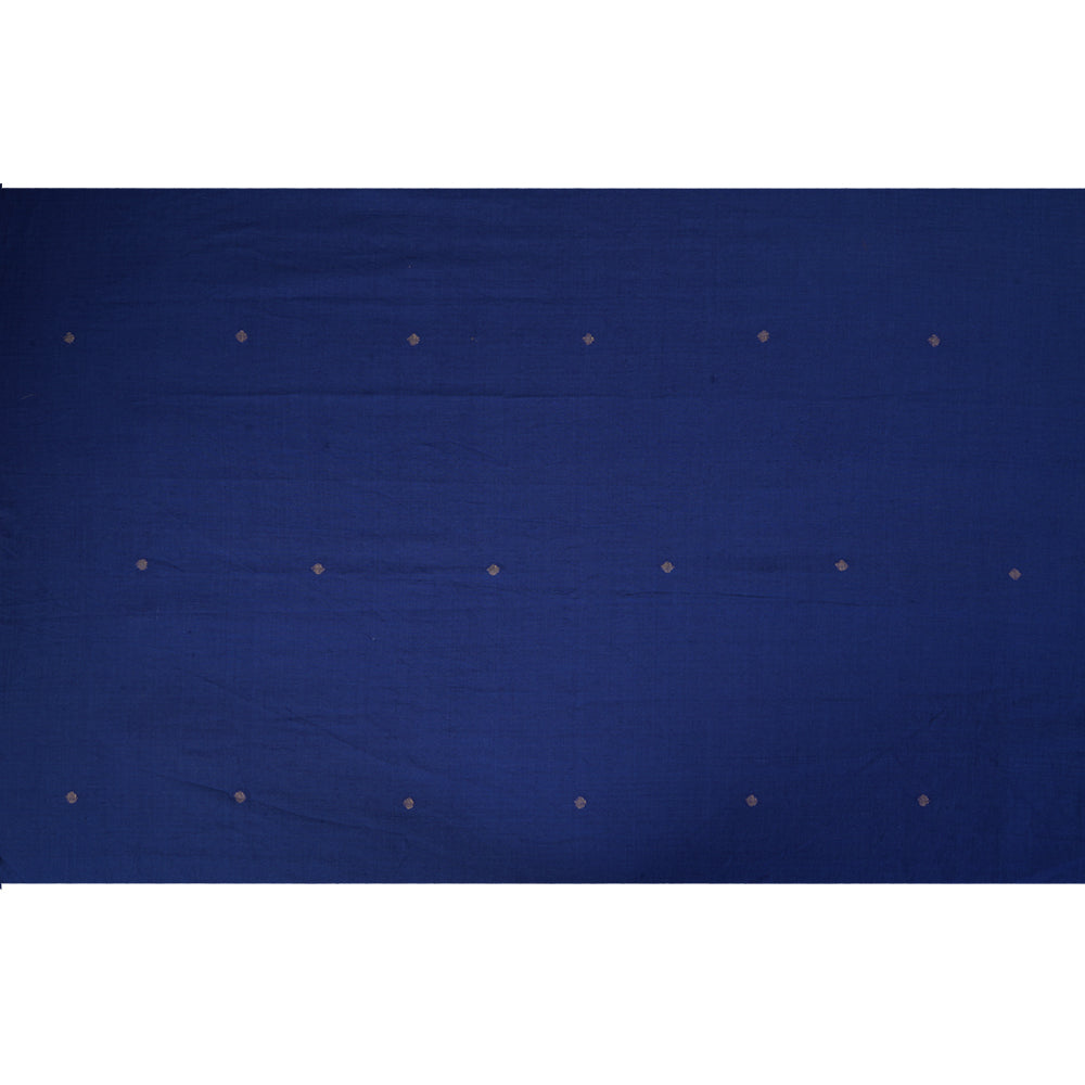 (Pre Cut 4.25 Mtr Piece) Blue Color Handwoven Jamdani Cotton Fabric