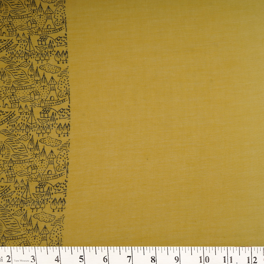 (Pre-Cut 1.75 Mtr) Yellow Color Ombre Dyed Printed Pure Chanderi Fabric