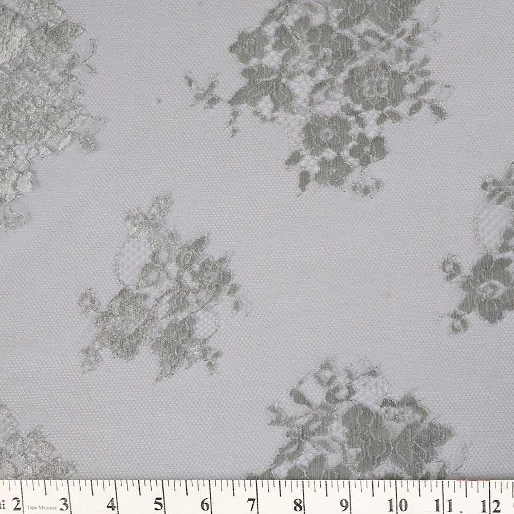 (Pre Cut 3.60 Mtr piece) Grey Color Fancy Nylon Net Fabric