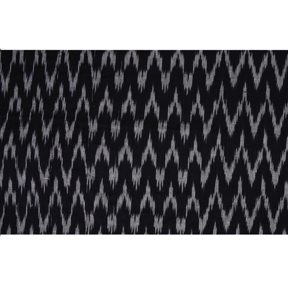 (Pre Cut 2.20 Mtr Piece) Black Color Handwoven Cotton Ikat Fabric