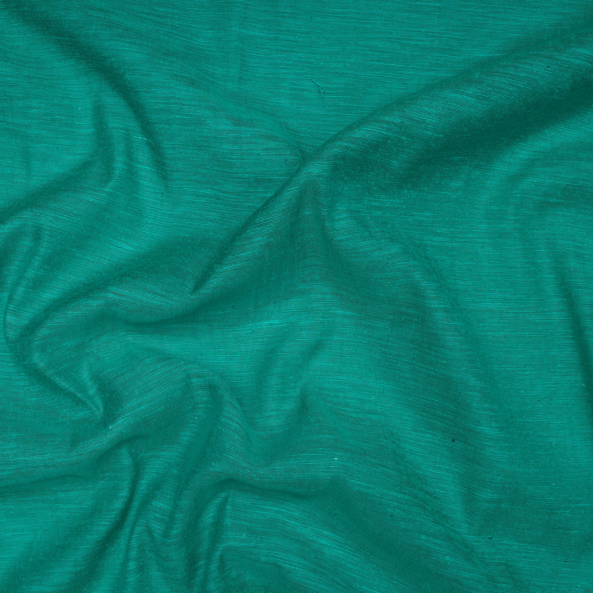 (Pre Cut 1.70 Mtr Piece) Emerald Color Noile Silk Fabric with Zari Border