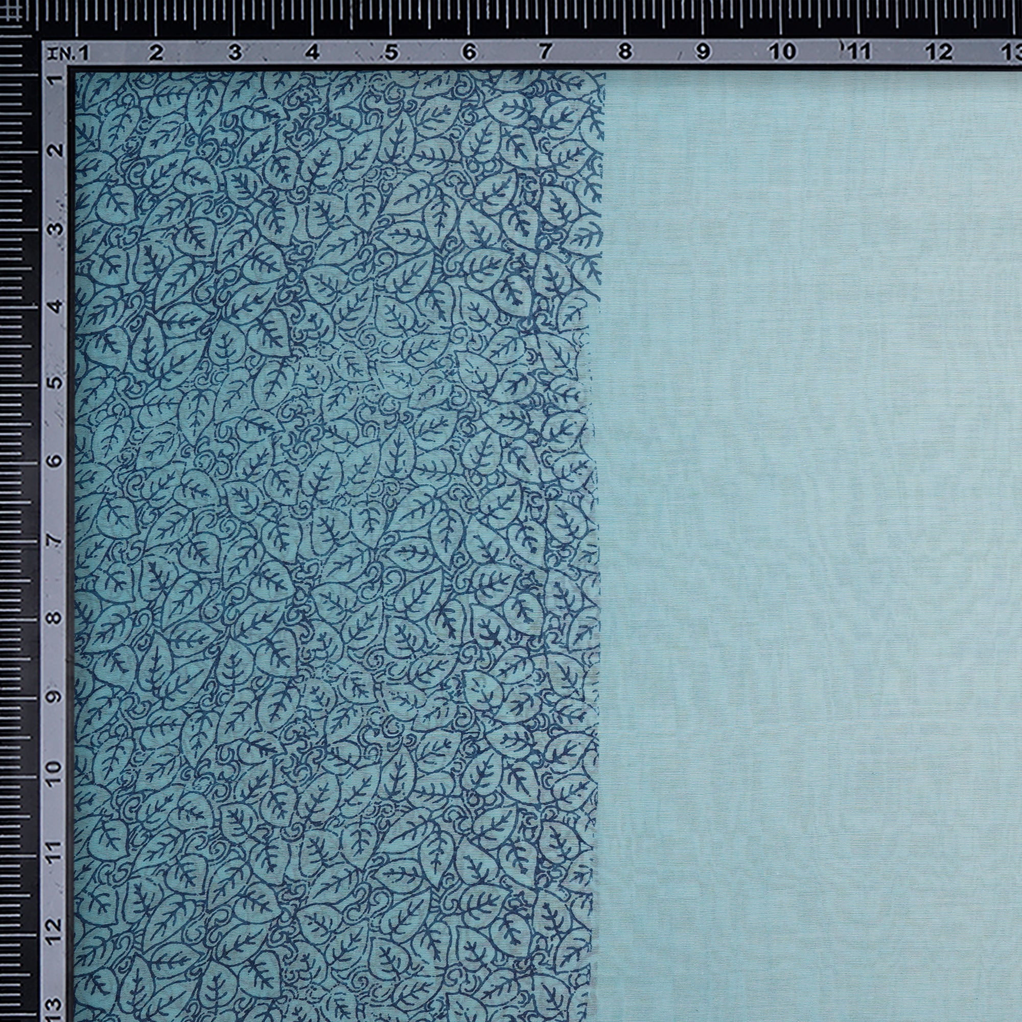 (Pre Cut 1.75 Mtr Piece) Blue Color Printed Pure Chanderi Fabric