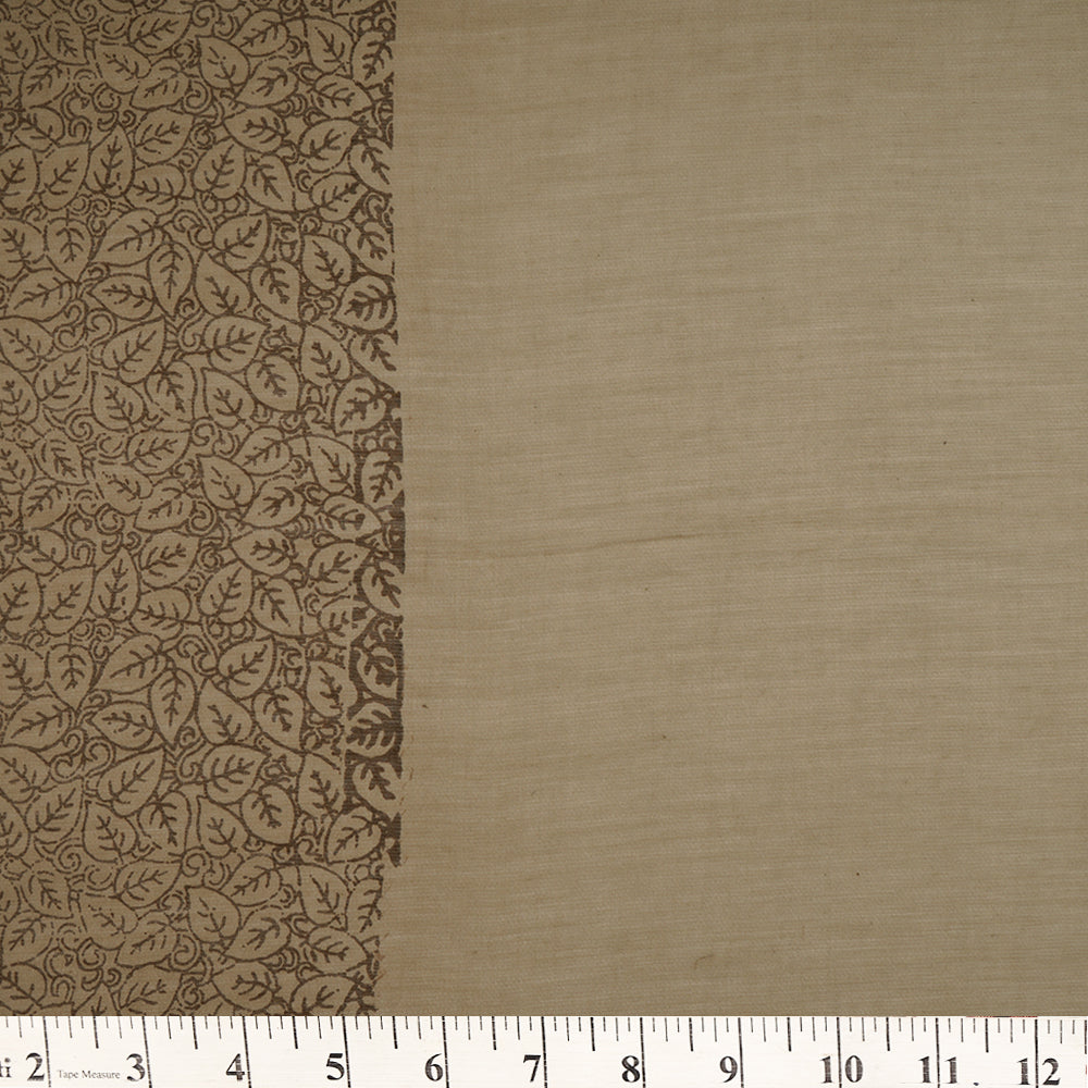 (Pre-Cut 2.45 Mtr) Brown Color Printed Pure Chanderi Fabric