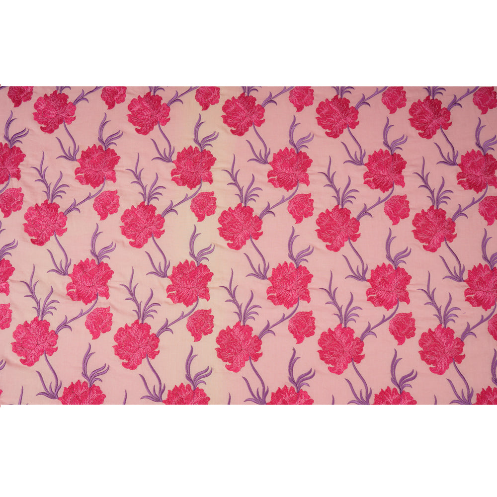 (Pre Cut 3.80 Mtr piece) Blush Pink Color Embroidered Premium Cotton Fabric