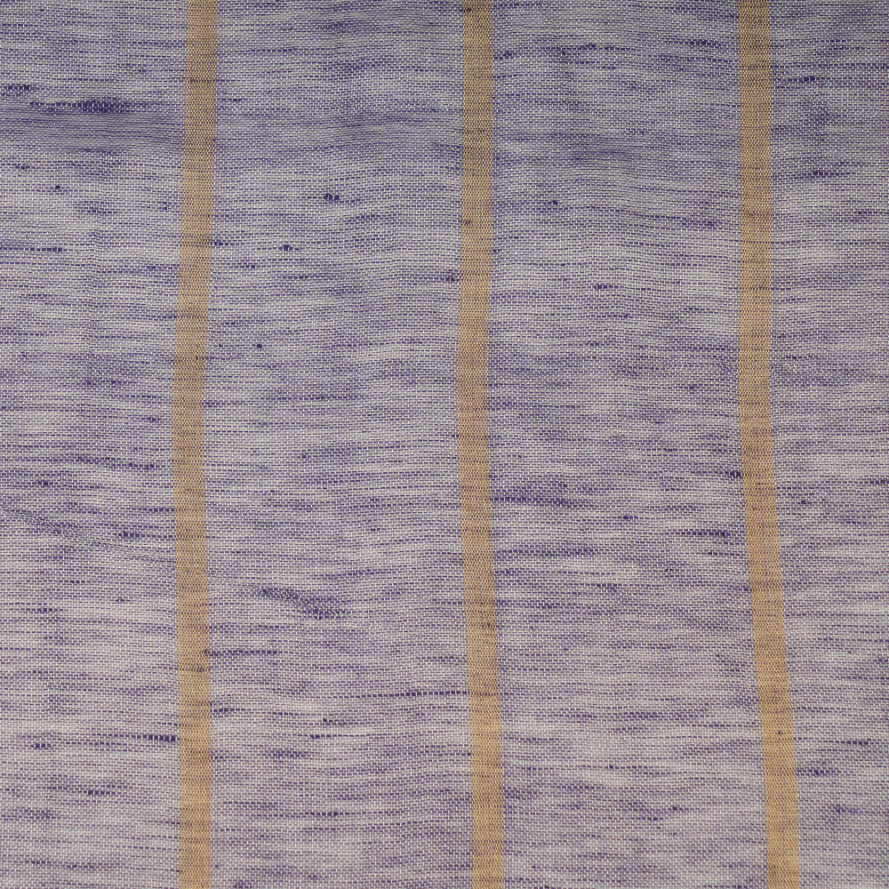 (Pre Cut 1.35 Mtr Piece) Metallic Purple Color Zari Striped Metallic Linen Fabric