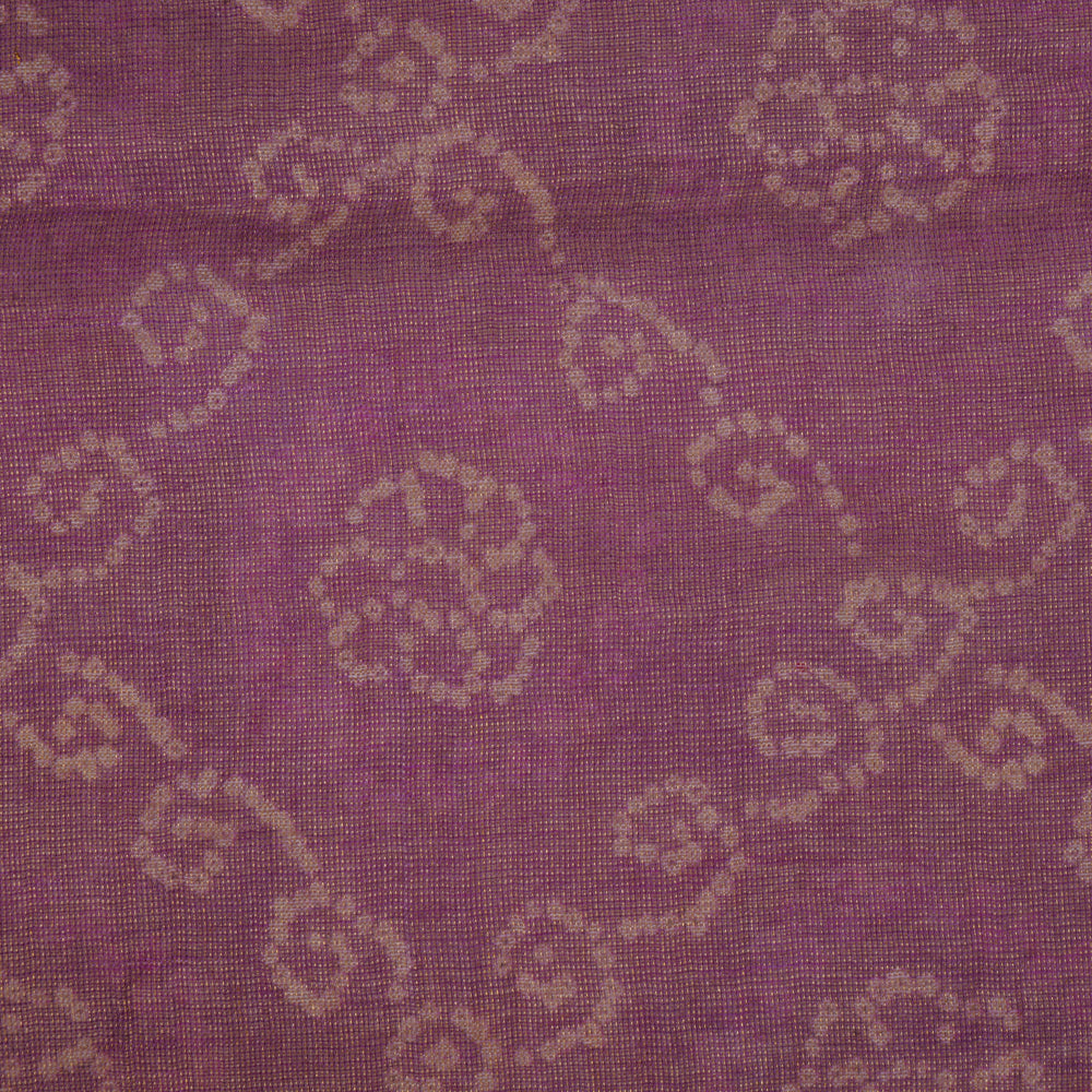 (Pre Cut 1.40 Mtr Piece) Purple Color Digital Printed Tissue Chanderi Fabric