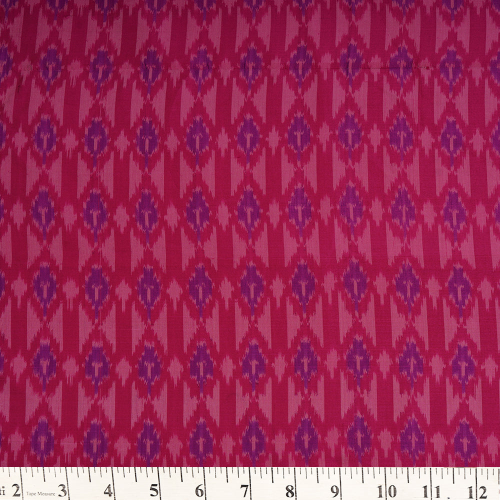 (Pre-Cut 4.40 Mtr) Pink Color Handwoven Silk Ikat Fabric