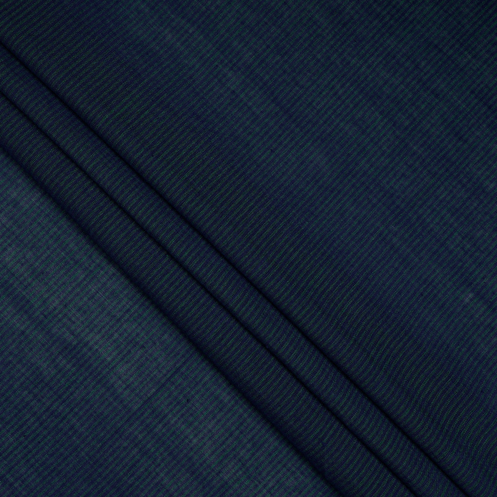 (Pre-Cut 2.10 Mtr) Blue-Green Color Handwoven Cotton Mangalgiri Fabric