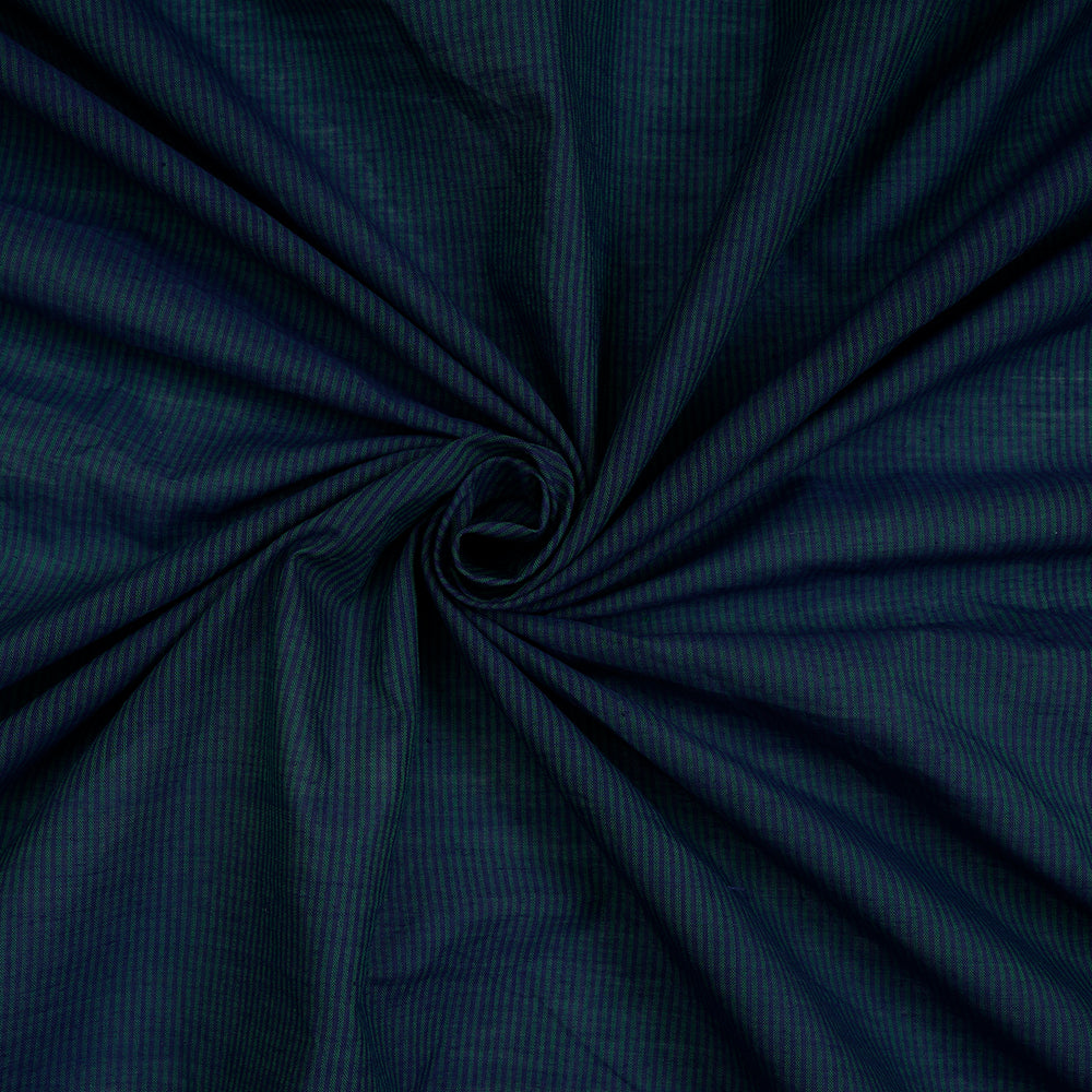 (Pre-Cut 2.10 Mtr) Blue-Green Color Handwoven Cotton Mangalgiri Fabric