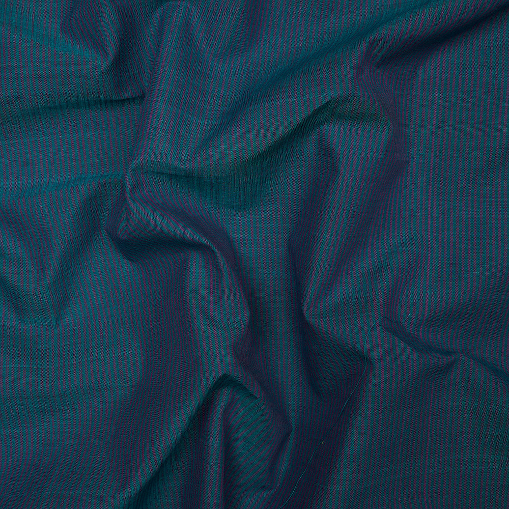 (Pre-Cut 2.50 Mtr) Green Color Striped Pattern Cotton Fabric