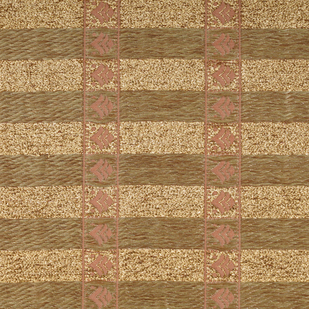 (Pre-Cut 3.70 Mtr) Peach Color Handwoven Brocade Silk Fabric